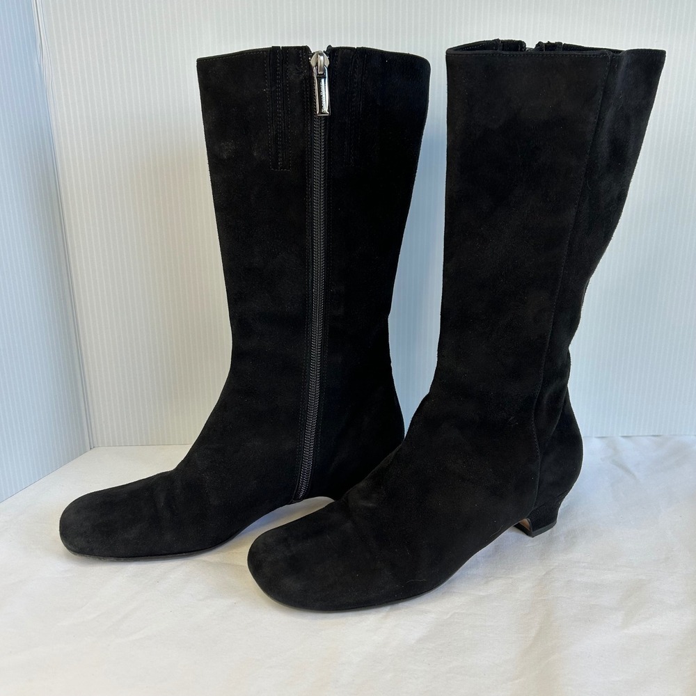 Taryn Rose Black Suede Mid Calf Boots Made in Italy Size 36